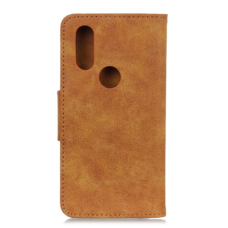 Retro Split Leather Phone Shell with Wallet Stand for Motorola P40 - Brown-3