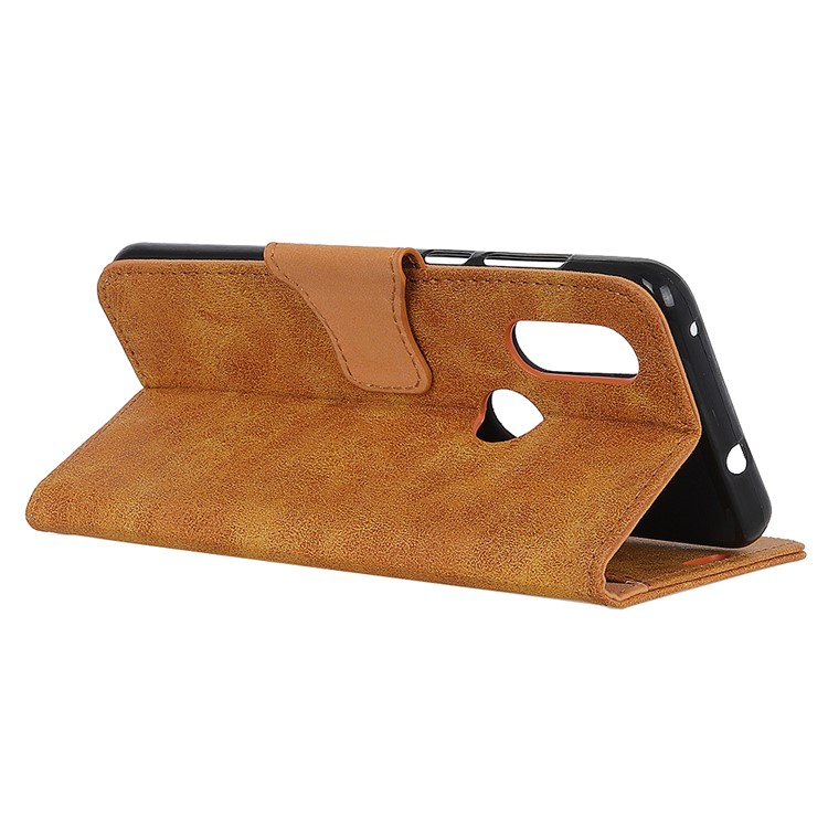 Retro Split Leather Phone Shell with Wallet Stand for Motorola P40 - Brown-8
