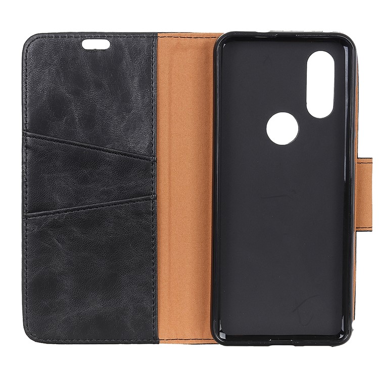 Crazy Horse Split Leather Stand Phone Case for Motorola P40 - Black-4