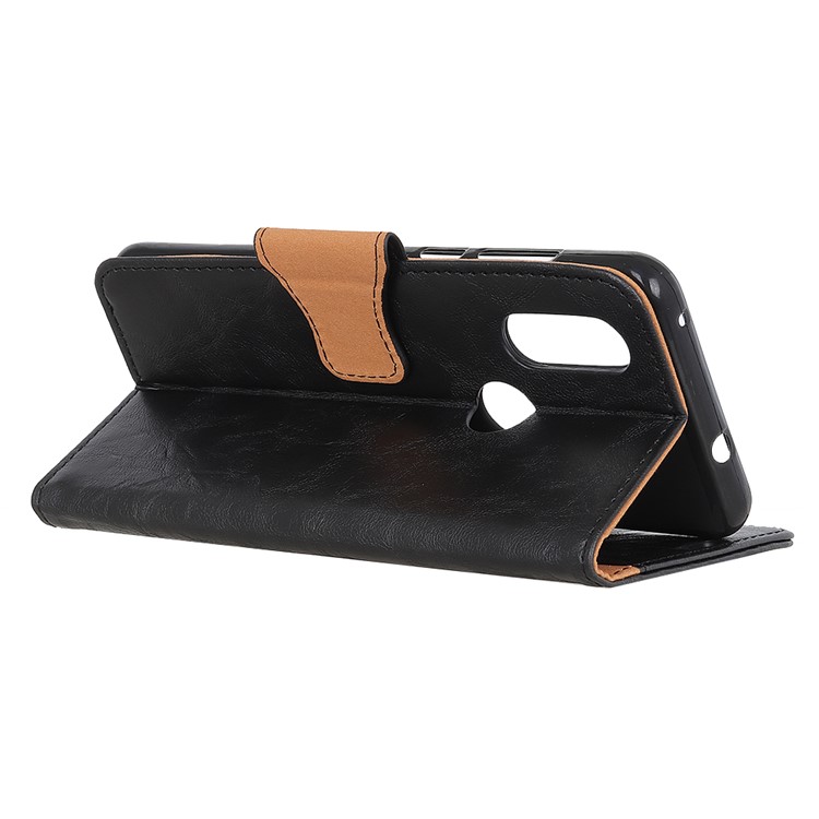 Crazy Horse Split Leather Stand Phone Case for Motorola P40 - Black-6