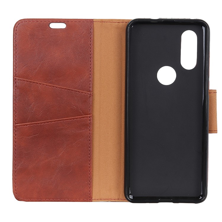 Crazy Horse Split Leather Mobile Phone Casing for Motorola P40 - Brown-4