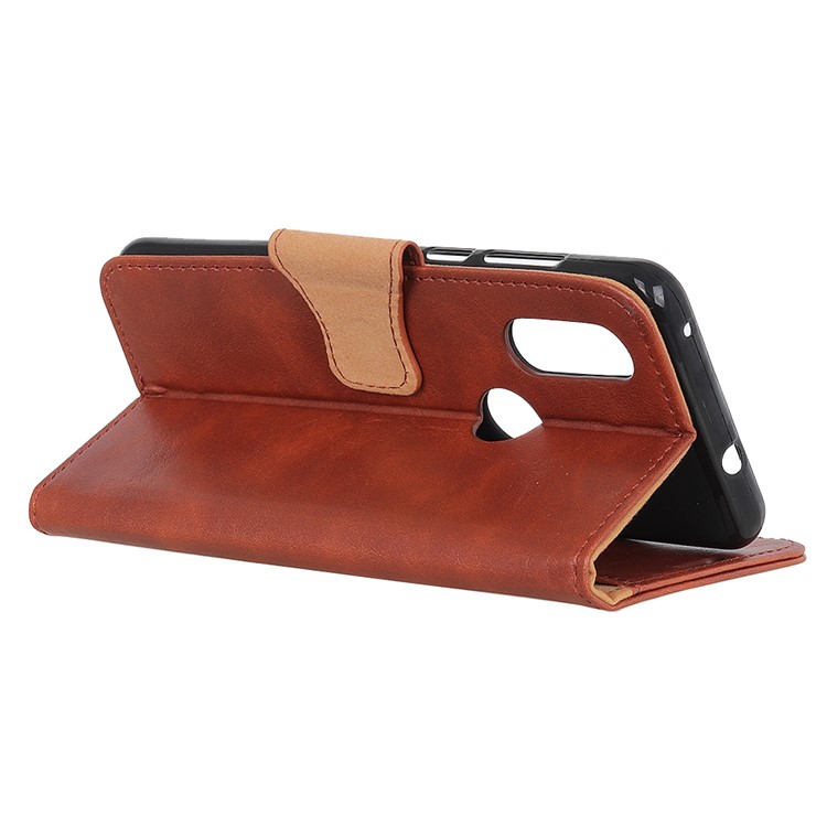 Crazy Horse Split Leather Mobile Phone Casing for Motorola P40 - Brown-7
