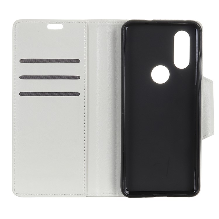 Textured PU Leather Wallet Cell Phone Cover for Motorola P40 - White-3
