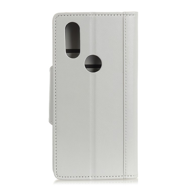 Textured PU Leather Wallet Cell Phone Cover for Motorola P40 - White-5