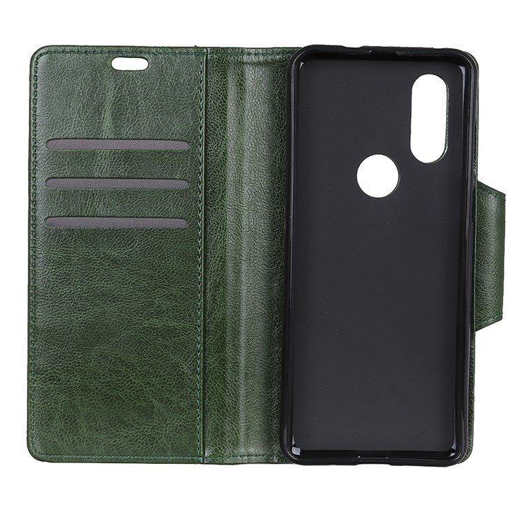 Textured PU Leather Stand Mobile Phone Shell for Motorola P40 - Green-4