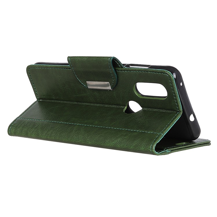 Textured PU Leather Stand Mobile Phone Shell for Motorola P40 - Green-9