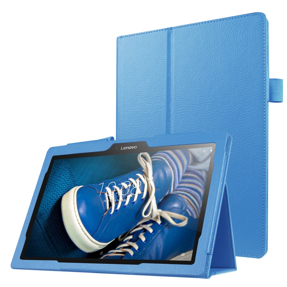 Litchi Leather Smart Flip Cover Case for Lenovo Tab 2 A10-30 X30F - Baby Blue-1