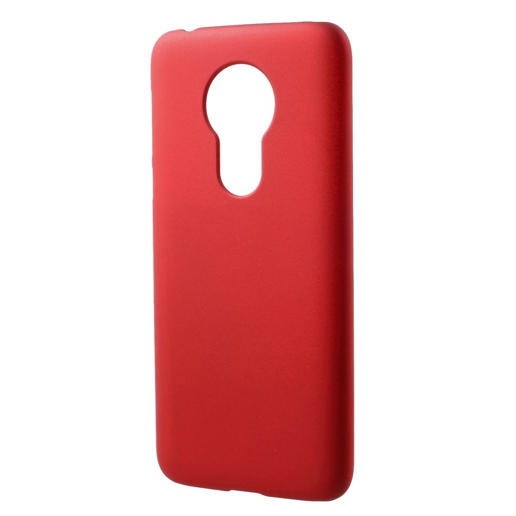 Caso De Volta De Plástico Duro Emborrachado Para Motorola Moto G7 Poder - Vermelho-2