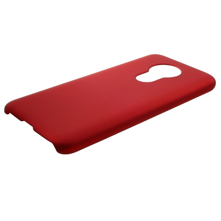 Caso De Volta De Plástico Duro Emborrachado Para Motorola Moto G7 Poder - Vermelho-4