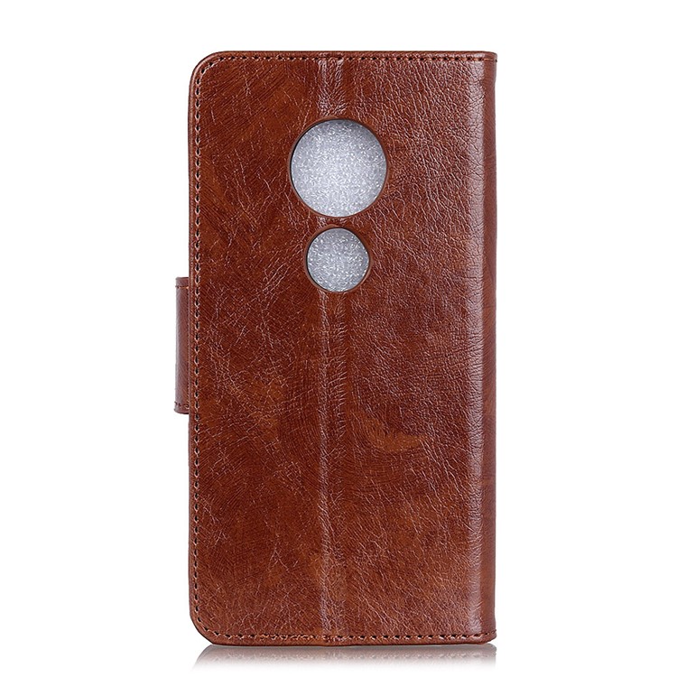 Nappa Texture Split Leather Mobile Casing for Motorola Moto G7 Play - Brown-3