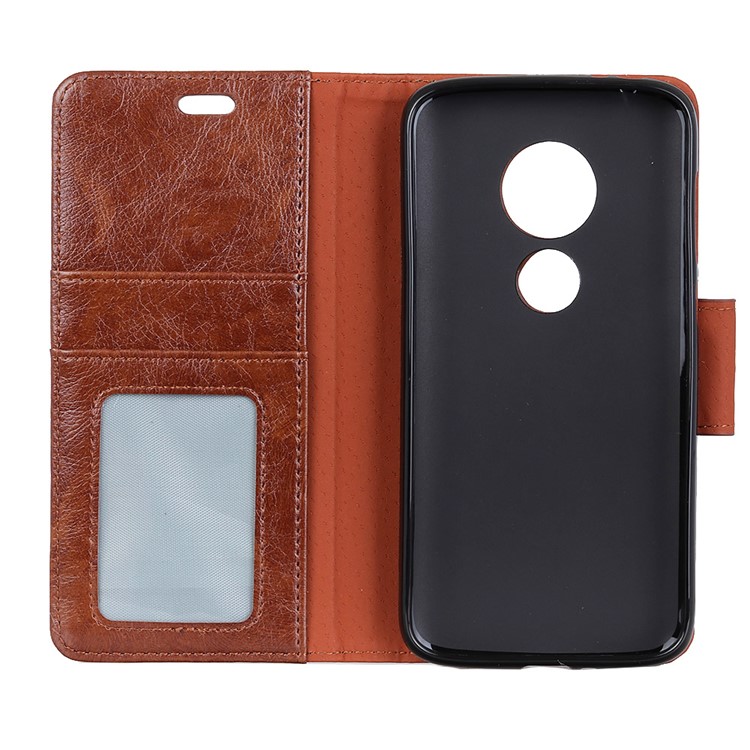 Nappa Texture Split Leather Mobile Casing for Motorola Moto G7 Play - Brown-4