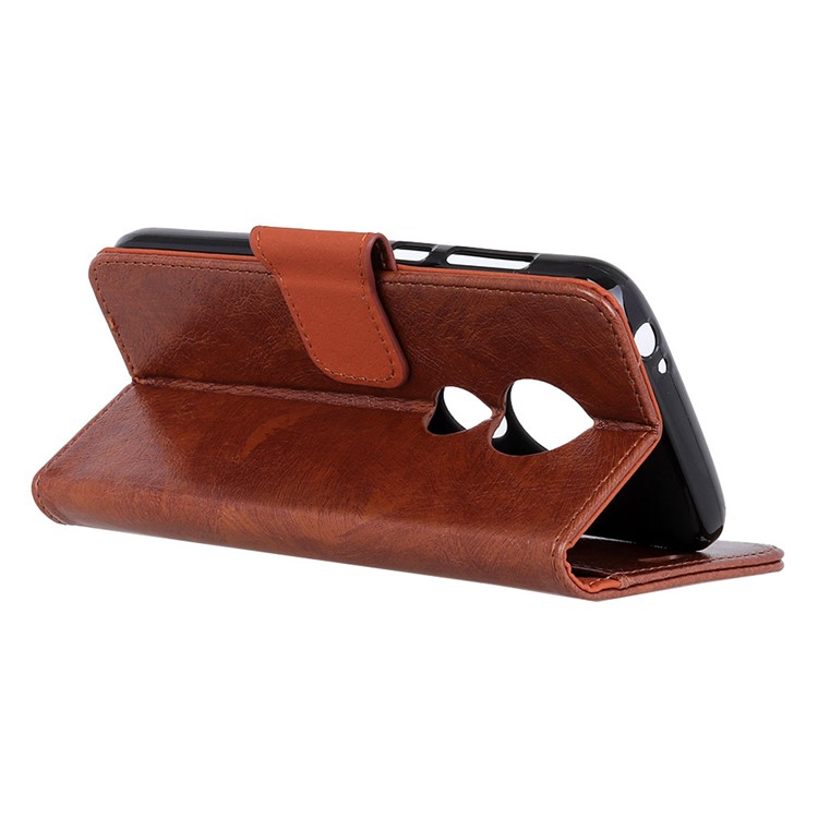 Nappa Texture Split Leather Mobile Casing for Motorola Moto G7 Play - Brown-5