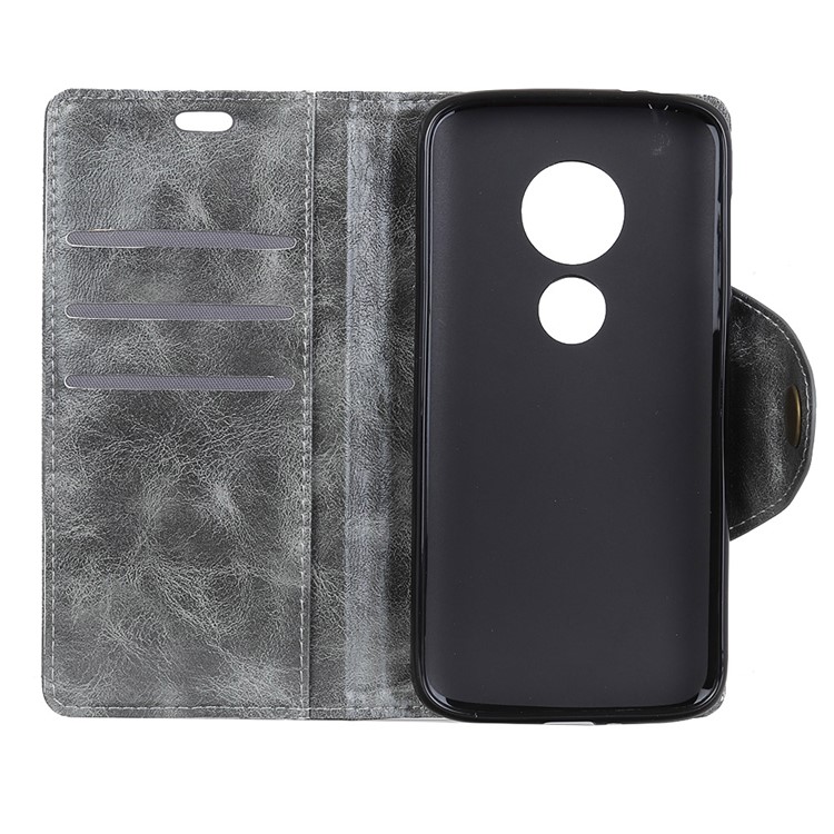 Textured PU Leather Wallet Protector Cover for Motorola Moto G7 Play - Grey-4