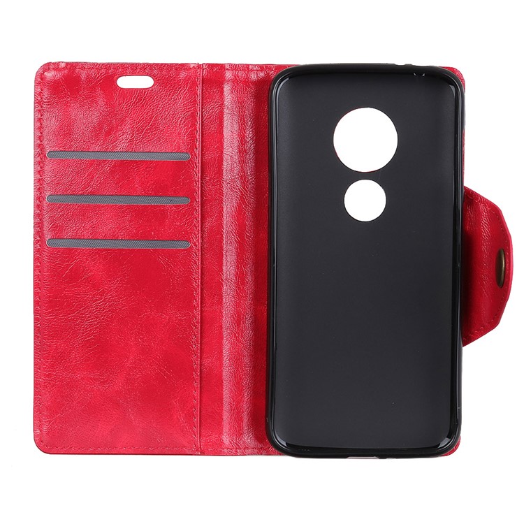 Textured PU Leather Wallet Phone Shell for Motorola Moto G7 Play - Red-4