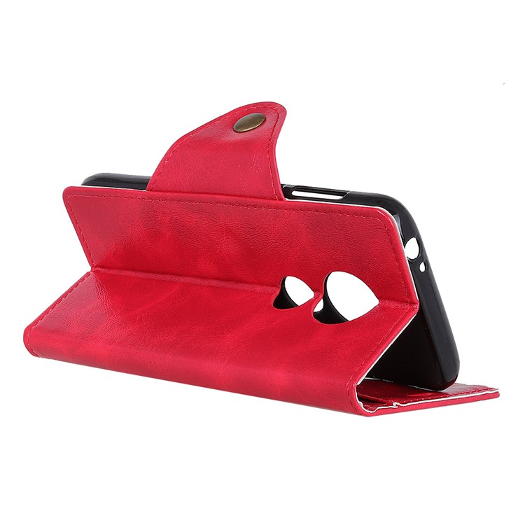 Textured PU Leather Wallet Phone Shell for Motorola Moto G7 Play - Red-6