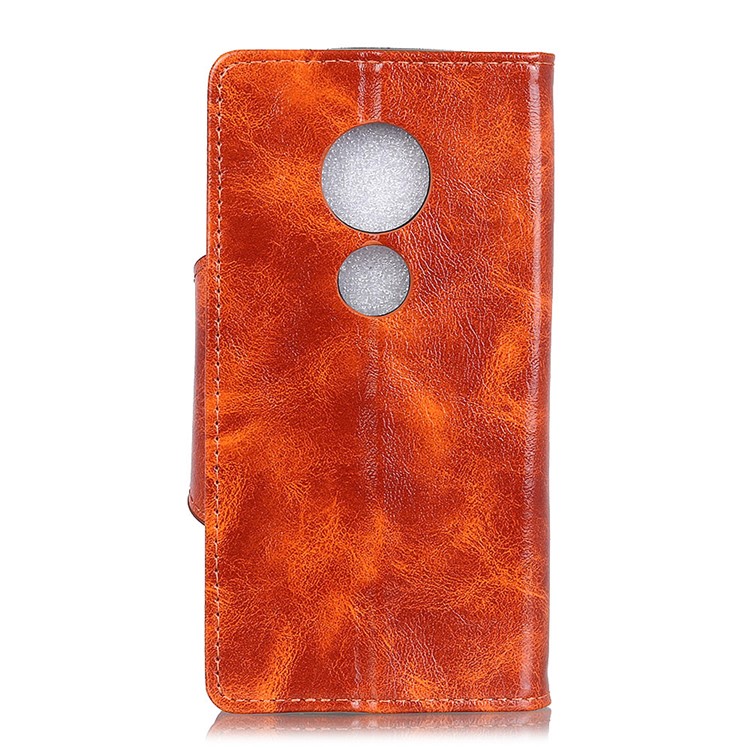 Textured PU Leather Cellphone Case with Stand for Motorola Moto G7 Play - Orange-3