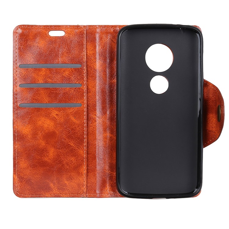 Textured PU Leather Cellphone Case with Stand for Motorola Moto G7 Play - Orange-4