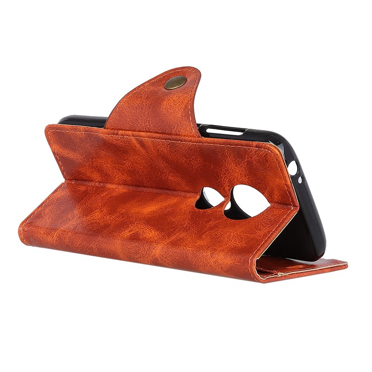 Textured PU Leather Cellphone Case with Stand for Motorola Moto G7 Play - Orange-6