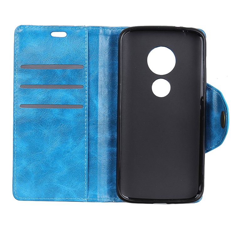 Textured PU Leather Wallet Mobile Casing for Motorola Moto G7 Play - Blue-4