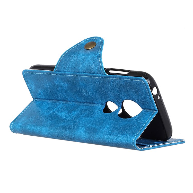 Textured PU Leather Wallet Mobile Casing for Motorola Moto G7 Play - Blue-6