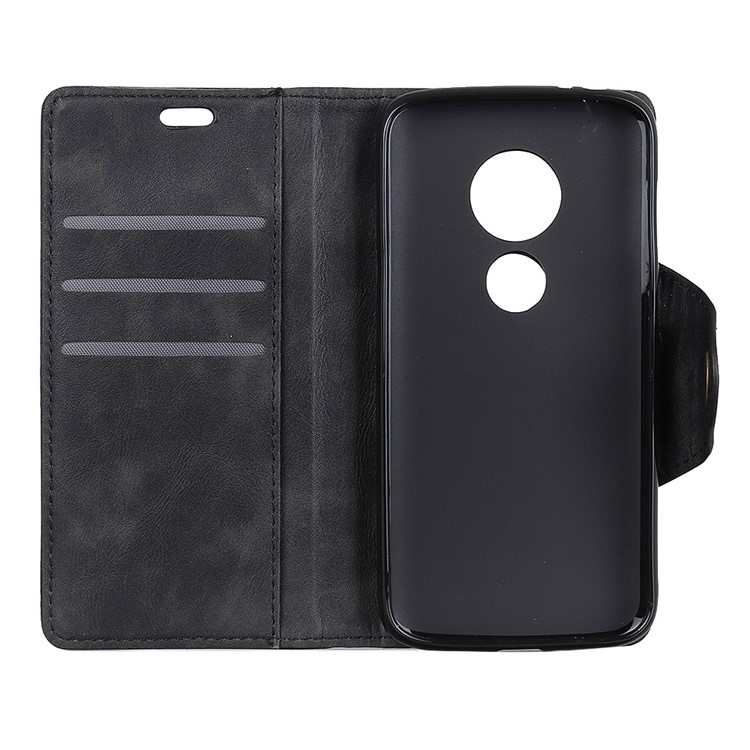 PU Leather Wallet Stand Mobile Case for Motorola Moto G7 Play - Black-4