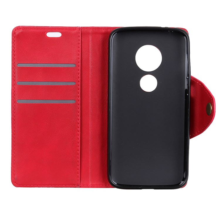 PU Leather Wallet Stand Mobile Cover for Motorola Moto G7 Play - Red-4