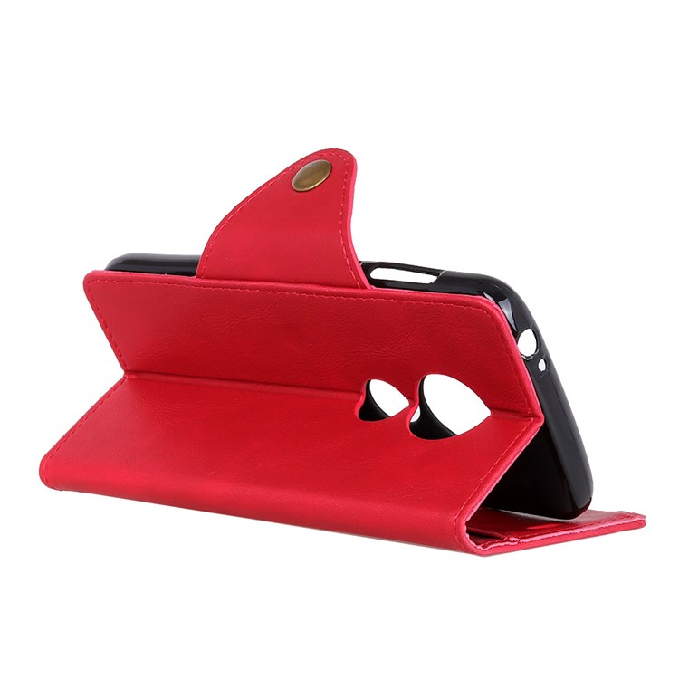 PU Leather Wallet Stand Mobile Cover for Motorola Moto G7 Play - Red-7
