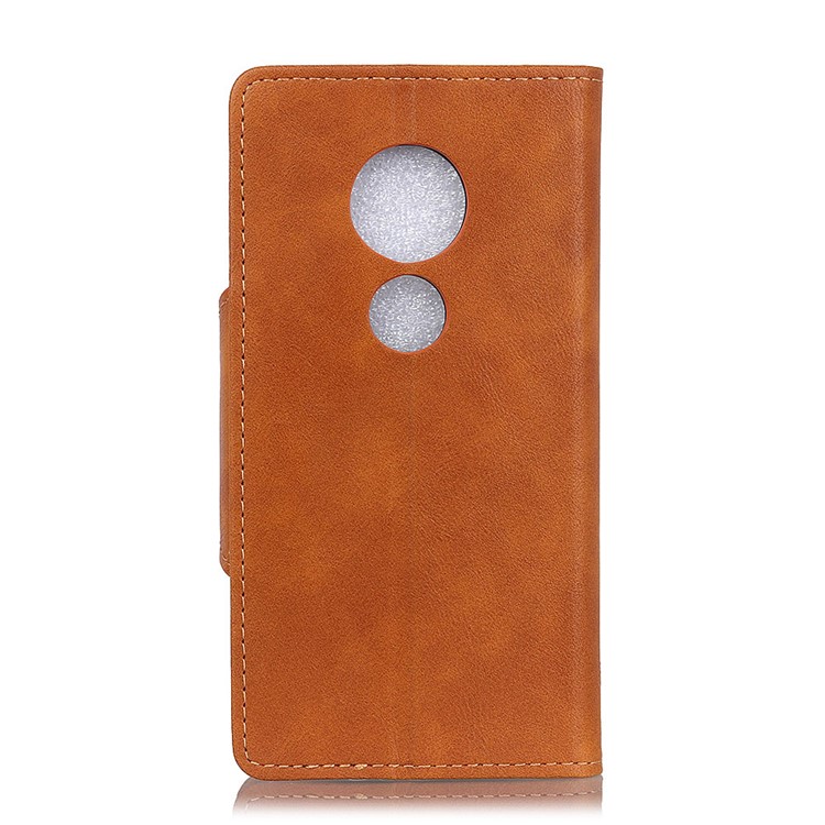 PU Leather Wallet Stand Cell Phone Casing for Motorola Moto G7 Play - Brown-3