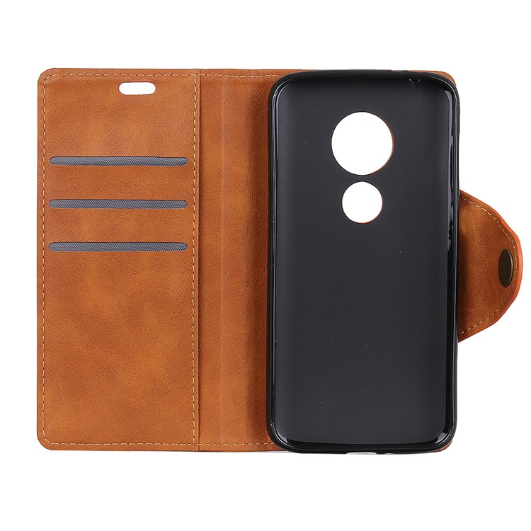 PU Leather Wallet Stand Cell Phone Casing for Motorola Moto G7 Play - Brown-4