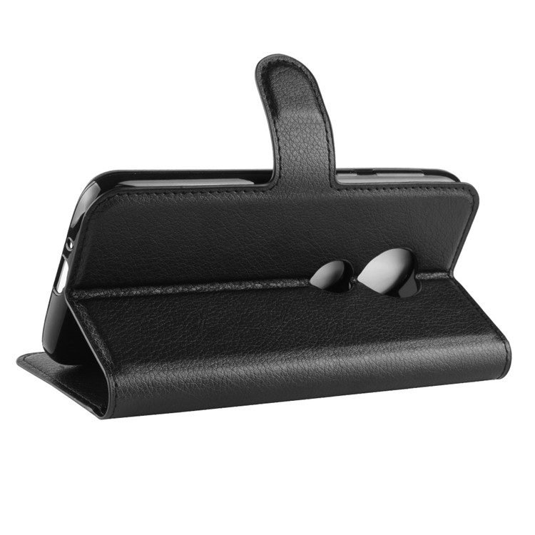 Litchi Skin PU Leather Magnetic Wallet Stand Case for Motorola Moto E5 Play Go - Black-5