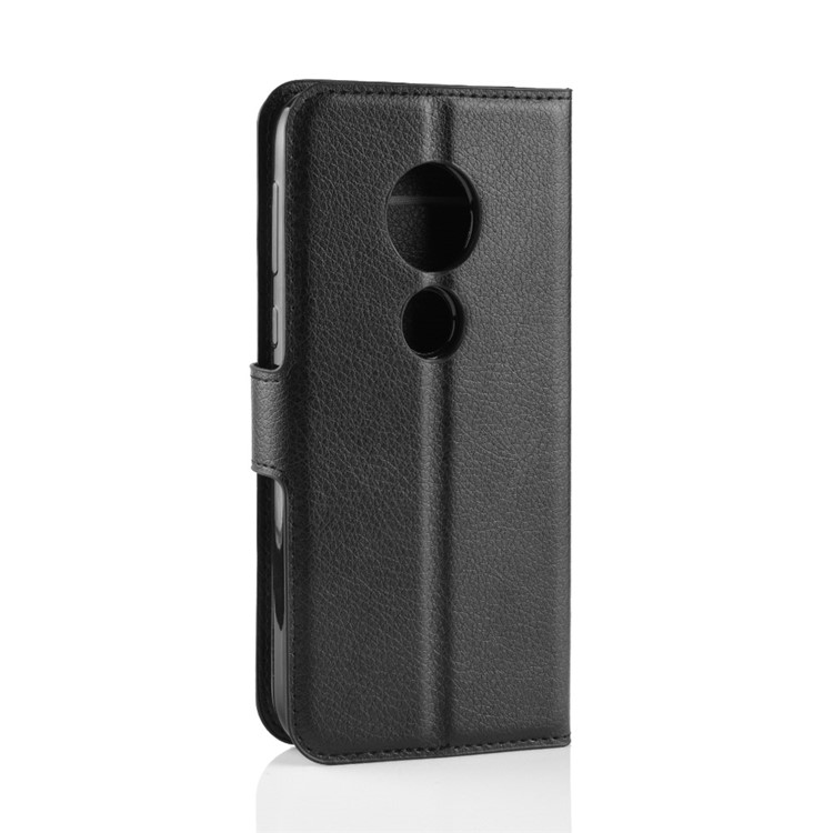 Litchi Skin PU Leather Magnetic Wallet Stand Case for Motorola Moto E5 Play Go - Black-6