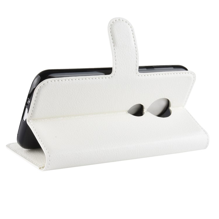 Litchi Skin PU Leather Magnetic Wallet Stand Cover for Motorola Moto E5 Play Go - White-6