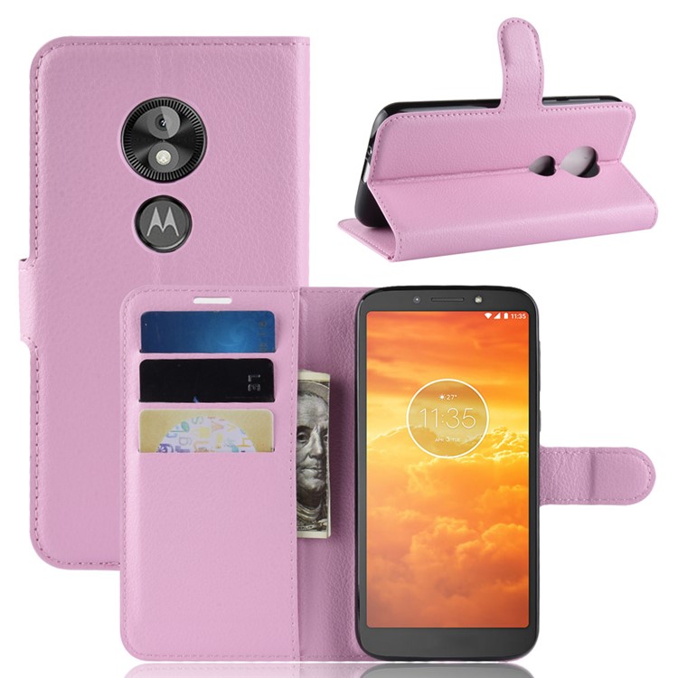 Porte-monnaie Magnétique En Cuir PU Pour Portefeuille De Moto Pour Moto Motorola E5 Play Go - Rose-1
