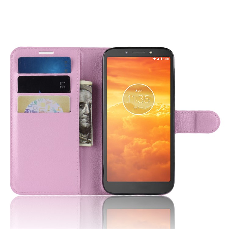 Porte-monnaie Magnétique En Cuir PU Pour Portefeuille De Moto Pour Moto Motorola E5 Play Go - Rose-4