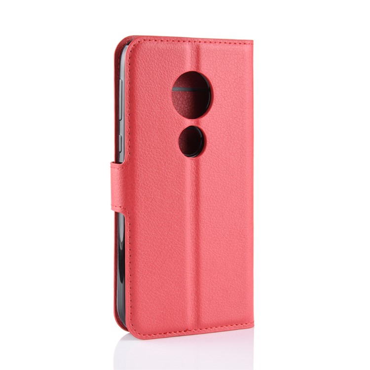 Litchi Skin PU Leather Magnetic Wallet Stand Casing for Motorola Moto E5 Play Go - Red-6