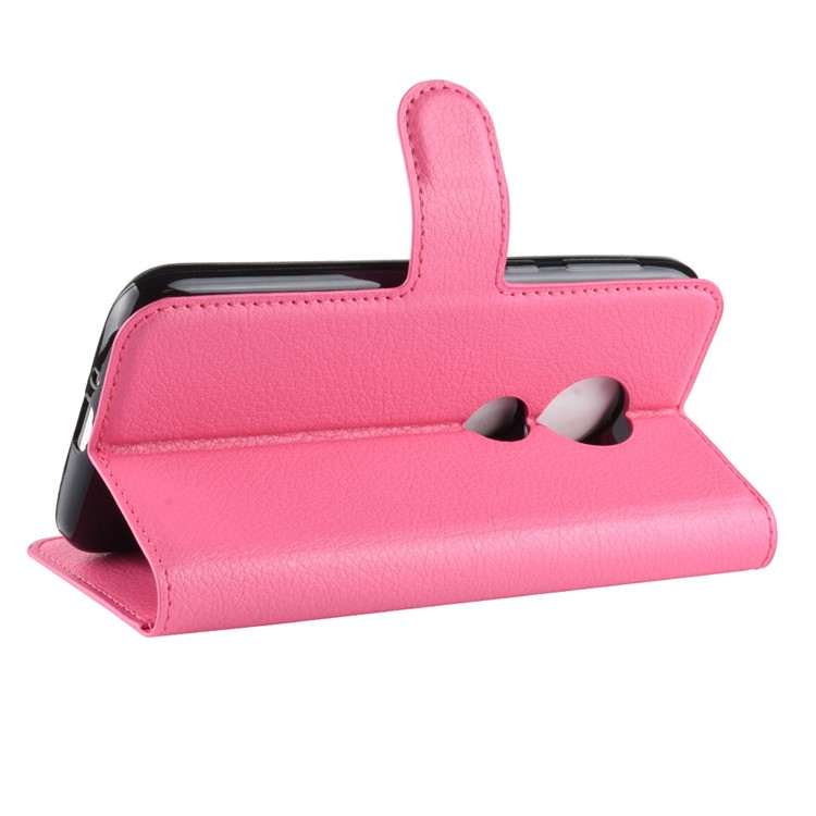Litchi Skin PU Leather Magnetic Wallet Stand Mobile Phone Case for Motorola Moto E5 Play Go - Rose-5