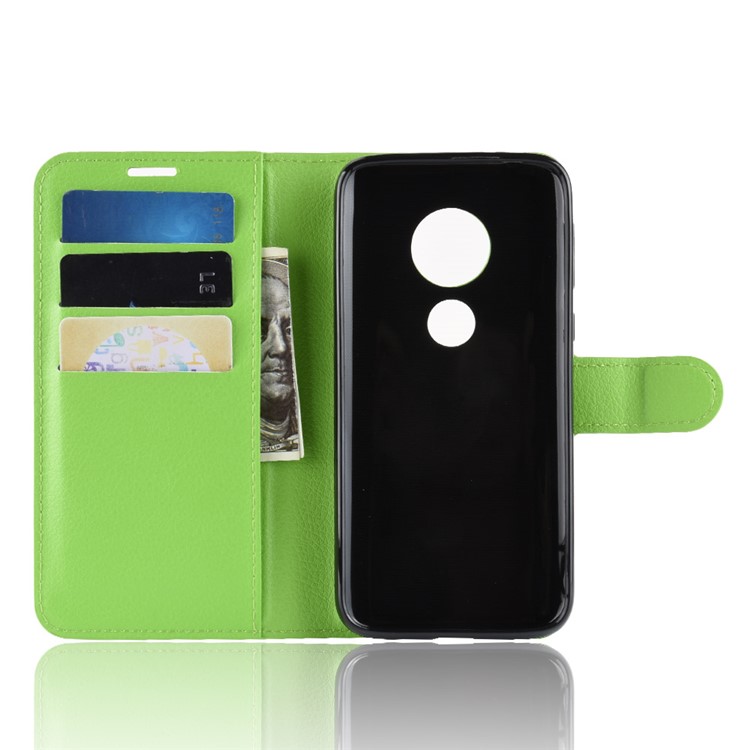 Litchi Skin PU Leather Magnetic Wallet Stand Protective Case for Motorola Moto E5 Play Go - Green-3