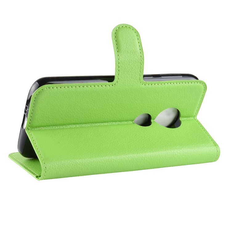 Litchi Skin PU Leather Magnetic Wallet Stand Protective Case for Motorola Moto E5 Play Go - Green-5