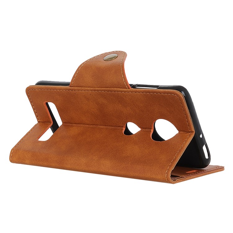PU Leather Wallet Stand Shell for Motorola Moto Z4 Play - Brown-8