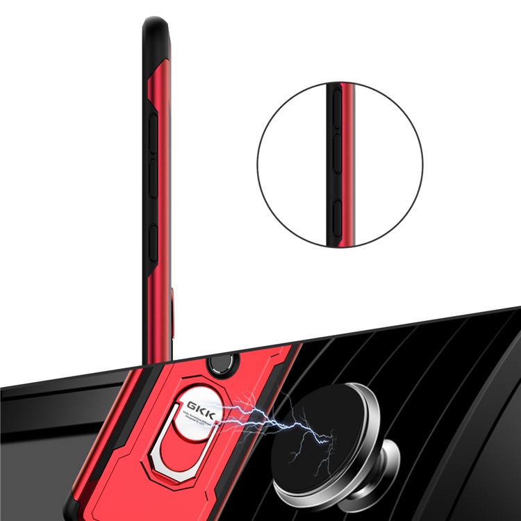 GKK 360 Degree Rotating Magnetic Finger Ring Kickstand TPU+PC Hybrid Phone Cover for Motorola Moto G7 / G7 Plus - Red-5