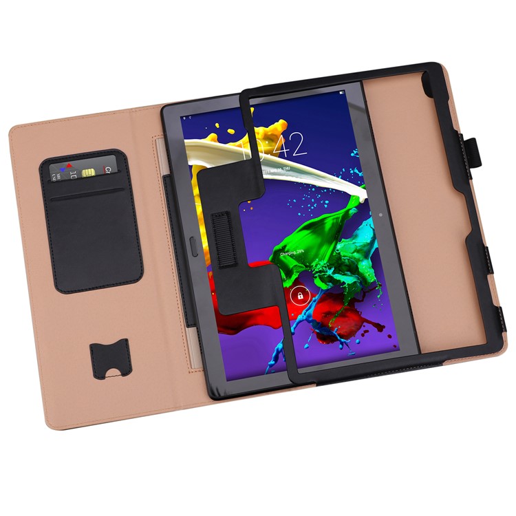 Card Holder Stand PU Leather Tablet Case for Lenovo Tab P10 TBX705F 10.1″ [with Elastic Hand