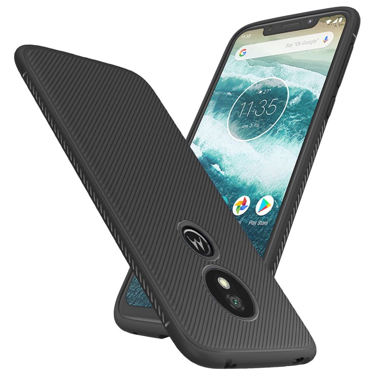 Jazz Series Twill Texture Soft TPU Phone Shell for Motorola Moto G7 Play (US Version) - Black-1