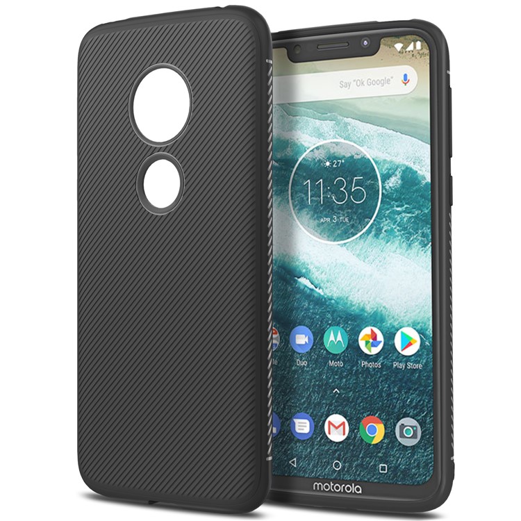 Jazz Series Twill Texture Soft TPU Phone Shell for Motorola Moto G7 Play (US Version) - Black-3
