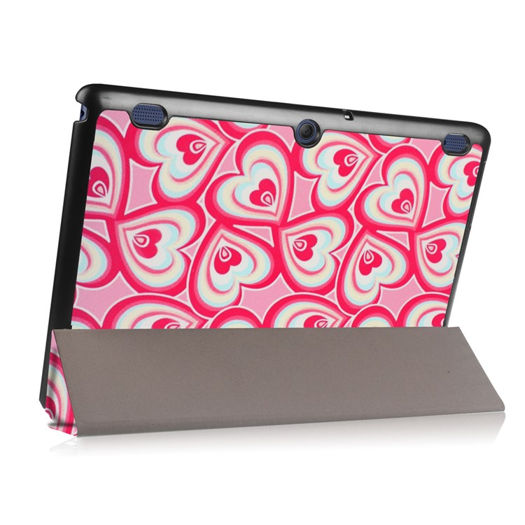 Tri-fold Stand Flip Leather Case for Lenovo Tab 2 A10-30 - Multiple Hearts-5