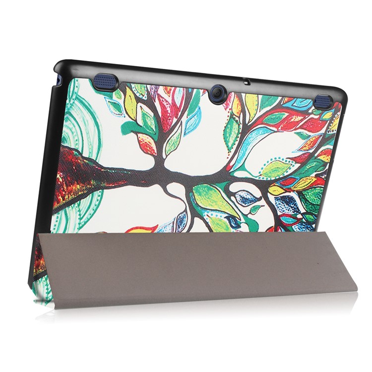 Tri-fold Stand Leather Shell for Lenovo Tab 2 A10-30 - Colorful Trees-5