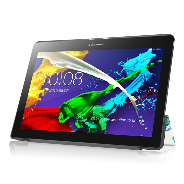 Tri-fold Stand Leather Shell for Lenovo Tab 2 A10-30 - Colorful Trees-6