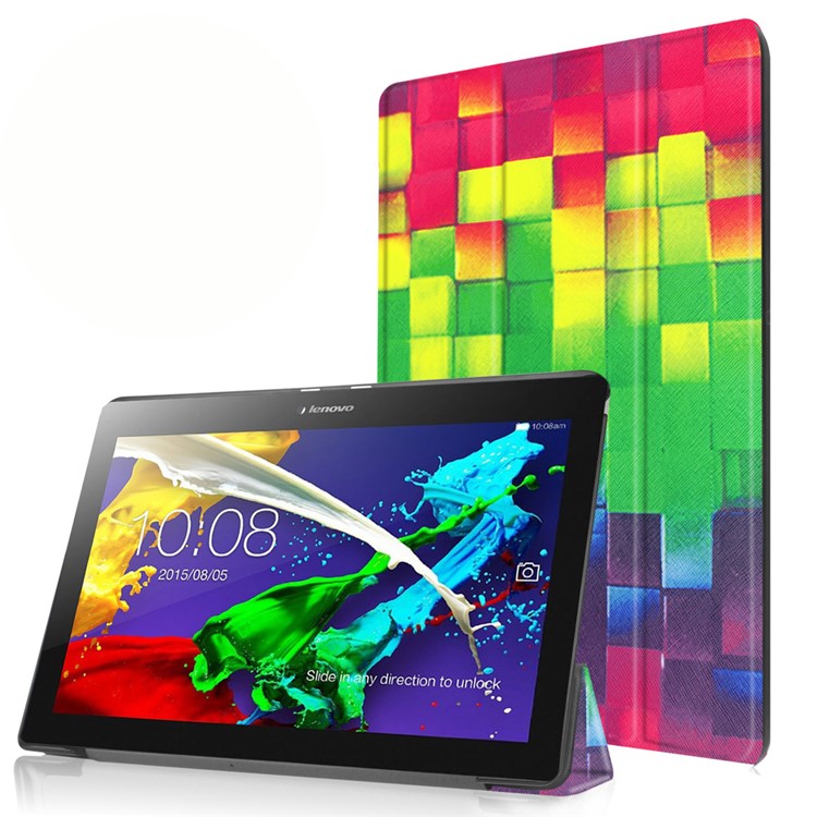Tri-fold Stand Flip Leather Case for Lenovo Tab 2 A10-30 - 3D Effect Figure-1