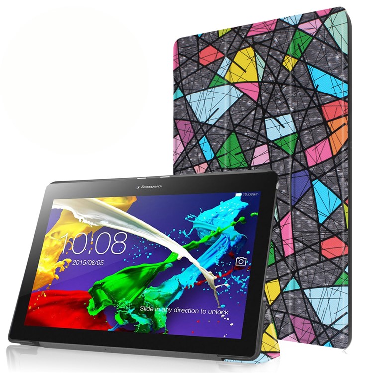 Tri-fold Stand Flip Leather Case for Lenovo Tab 2 A10-30 - Abstract Picture-1
