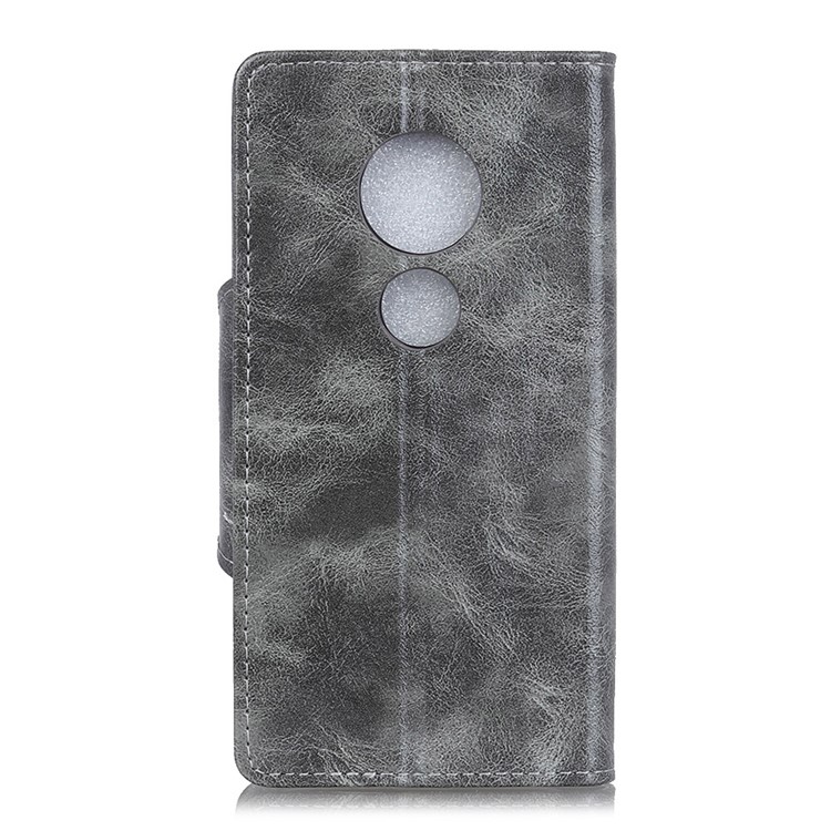 Textured PU Leather Wallet Stand Phone Case for Motorola Moto G7 Power - Grey-3