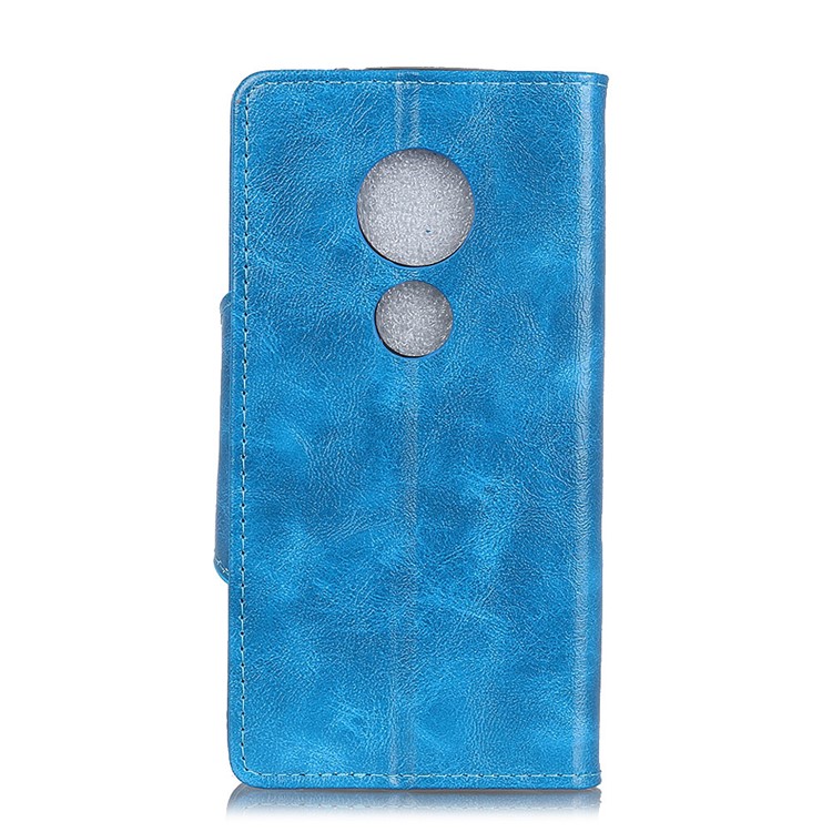 Textured PU Leather Wallet Stand Phone Case for Motorola Moto G7 Power - Blue-3